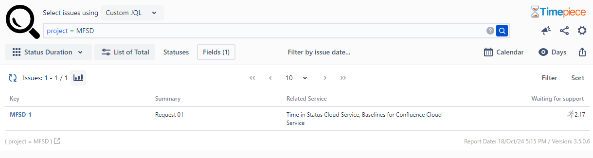 Here, the Relates Service is an Asset Objects field, showing the assets selected in field